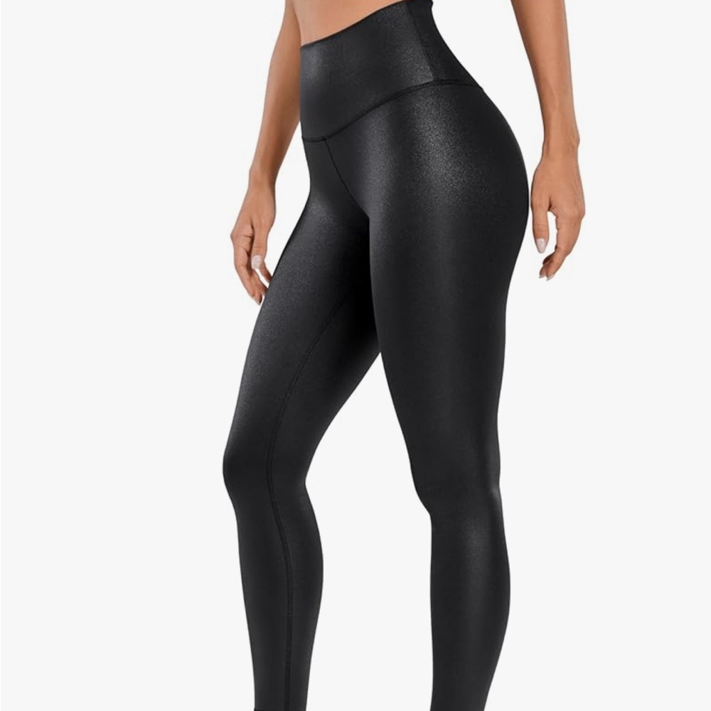 CRZ yoga faux leather leggings size small